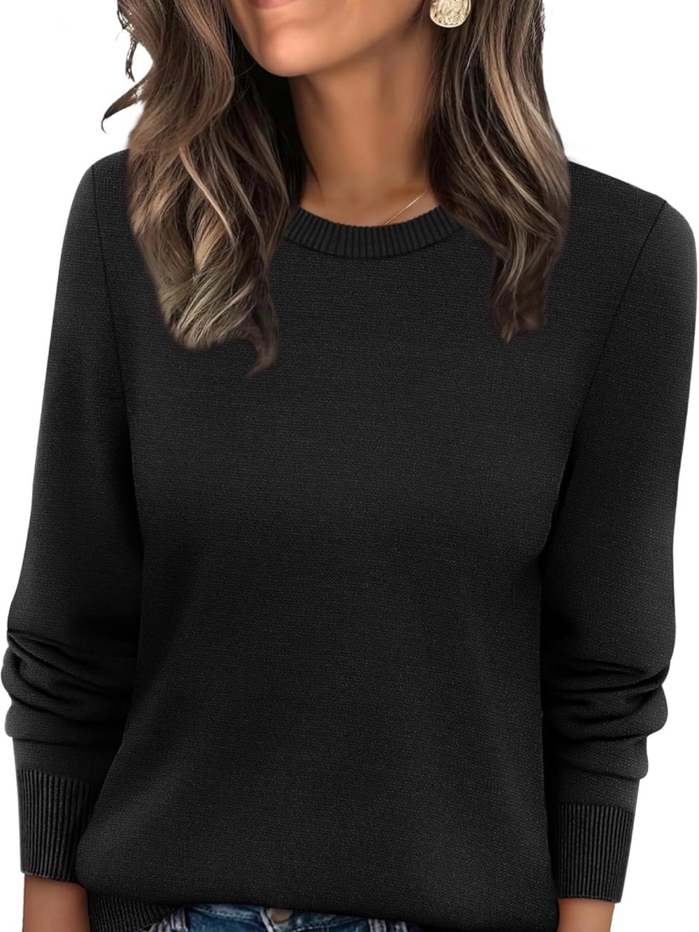 Amazon Essentials Black Crewneck Pullover Sweater